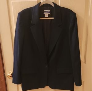 Pendleton Vintage Dark Navy Blue 100% Virgin Wool Button Lined Dress Blazer 14